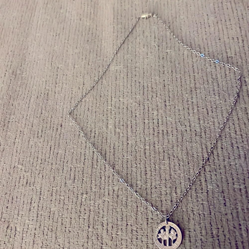 Dime necklace with silver chain
